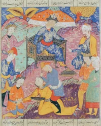 Ścięcie Syjawiusza, ilustracja z „Shahnama” (Księgi Królów) Abu