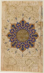 Folio z Koranu, Iran, ok. 1550-70 (nieprzezroczysta akwarela, tusz i złoto na papierze)