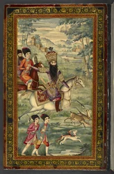 IO Islam 3558 Portret Fath-Ali Shah Qajara, „Dīvān-i Khaqān”, autorstwa Fatḥ ʻAli Shah Qājār (malowany na lakierze)