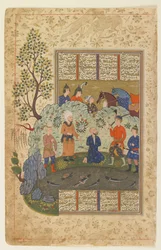 Kay Khusraw przygotowuje się do ścięcia Afrasiyab ok. 1590-1600