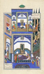 Mihrab słyszy o szaleństwie Rudabeha, ok. 1500-1540