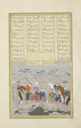 Perski 239 fol.243a Paladyni na śniegu, ilustracja z Szahnamy (Księgi Królów), autor Abul-Qasim Mansur Firdawsi (ok.934-ok.1020), 1444