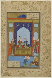 Potifar i Zulaykha na tronie z „Jusuf i Zulaykha”, 1575