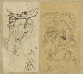 Odpoczywający mężczyzna, Isfahan, dynastia Safawidów, 1639 (atrament na papierze)