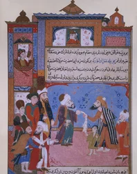 Rumi ofiarowuje swój pas żebrakowi, koniec XVI wieku