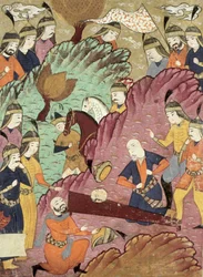 Śmierć Radza, ilustracja z „Shahnama” (Księgi Królów) autorstwa Abu