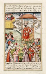 Legenda o królu Kai-Kausie z Shahnama (Księgi Królów) autorstwa Abul-Qasima Manura Firdawsiego (ok.934-c.1020) ok.1830