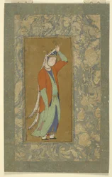 Kobieta poprawia agrette, ok.1590