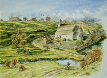 Średniowieczna wioska Wharram Percy, koniec XII wieku, ok. 1990-2010