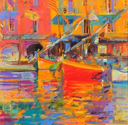 Harbour Reflections, Cote du Midi, 2021 (olej na płótnie)