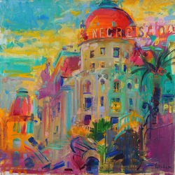 Promenade des Anglais, zachód słońca, 2023