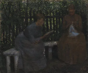 Dwie młode dziewczyny w altanie