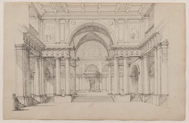 Elewacja architektoniczna (pióro i tusz na papierze)