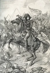 Kampania (wyprawa) Egiptu (1798-1801): generał Napoleon Bonaparte (1765-1821) przed piramidami