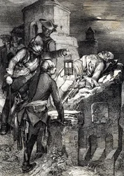 Śmierć króla Szwecji Karola (lub Karola) XII (1682-1718) podczas oblężenia pierwszego norweskiego fortu Fredriksten