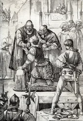 Wojna dziewięćdziesięcioletnia (lub powstanie Niderlandów) (1568-1648): dekolacja Lamorala, hrabiego Egmont, księcia Gavre (1522-1568), polityka holenderskiego - został skazany w ramach Rady Kłopotów ( lub Rada Krwi) ustanowiona przez