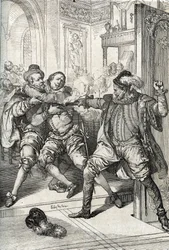 Wojna osiemdziesięcioletnia (1568-1648): zabójstwo Wilhelma Orańskiego, zwanego Wilhelmem Milczącym (1533-1584), 10/07/1584 przez Balthazara Gérarda podczas wojny osiemdziesięcioletniej