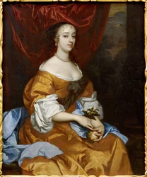 Barok: Portret Margaret Hughes (Peg Hughes lub Margaret Hewes) (ok. 1630-1719) par Lely, Sir Peter (1618-1680). olej na płótnie