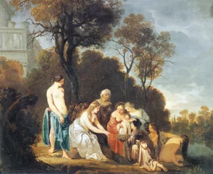 Mojżesz ocalony z rzeki, Peter Lely (1618-1680), olej na płótnie, 54x635 cm