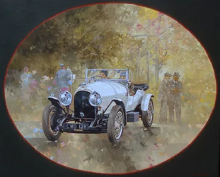 3-litrowy Bentley w Kelmarsh (olej na płótnie)