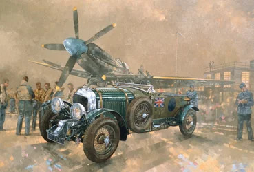 Bentley i Spitfire (olej na płótnie)
