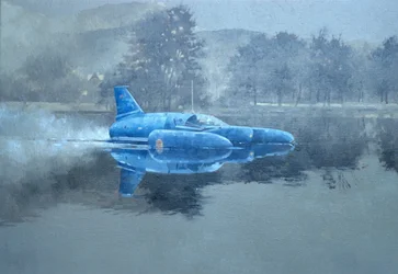 Donald Campbell i Bluebird (olej na płótnie)
