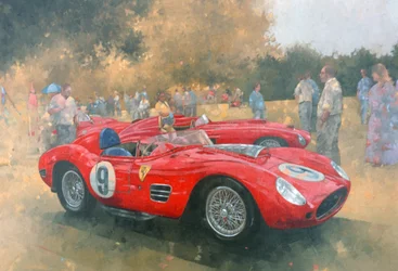 Ferrari, dzień w Meadow Brook (olej na płótnie)