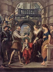 Król Francji Henryk IV z Marią Medici w XVI wieku (litografia)