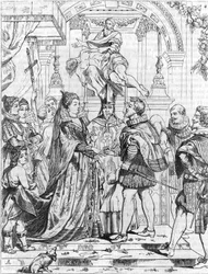Małżeństwo przez pełnomocnika Marii de Medicis (1576-1642) z Henrykiem IV we Florencji, 5 października 1600 r. Grawer Pierre Paul (Pierre-Paul) Rubens (lub Peter Paul lub Petrus Paulus) (1577-1640).