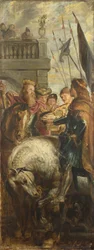 Królowie Clothar i Dagobert spierają się z heroldem cesarza Mauritiusa. Szkic do Wysokiego Ołtarza, St Bavo, Gandawa, 1611