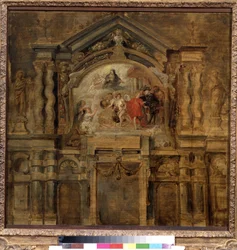 Apoteoza niemowlęcej Izabeli z Hiszpanii (1566-1633) (Apoteoza niemowlęcej Izabeli). Obraz Petera Paula (Pierre-Paul) Rubensa (lub Peter Paul lub Petrus Paulus) (1577-1640). Olej na drewnie, 69 x 70 cm