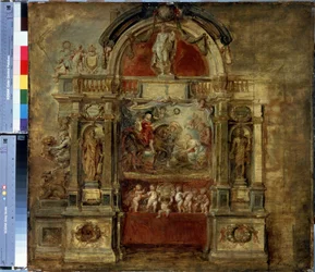 Przybycie księcia Ferdynanda. Obraz Petera Paula (Pierre-Paul) Rubensa (lub Peter Paul lub Petrus Paulus) (1577-1640). Olej na drewnie, 73 x 78 cm