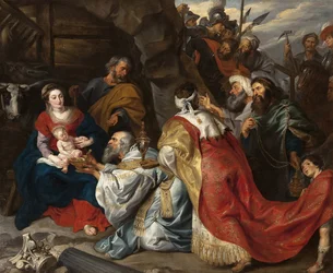 Adoracja Trzech Króli - Pieter Paul Rubens (1577-1640). olej na płótnie, ok. 1620. Wymiar: 235x277,5 cm. Państwowy Ermitaż w Petersburgu