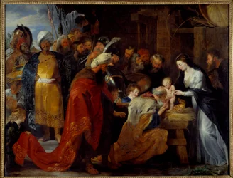Adoracja obrazu Trzech Króli – Pierre Paul (Pierre-Paul) Rubens (lub Peter Paul lub Petrus Paulus) (1577-1640) 1617 nd. 2,51x3,28 m Lyon, Musee des Beaux Arts