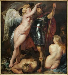 Koronacja bohaterów. Obraz Petera Paula Rubensa (1577-1640), około 1622. Sztuka flamandzka XVII wieku. Monachium, Alte Pinakothek (Niemcy).