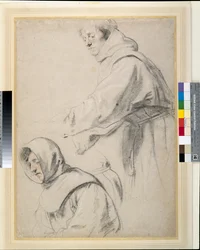 Dwóch braci franciszkanów (kredy na papierze)