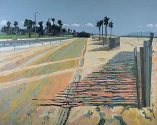 Płot na plaży, Santa Monica, USA, 2002 (olej na płótnie)