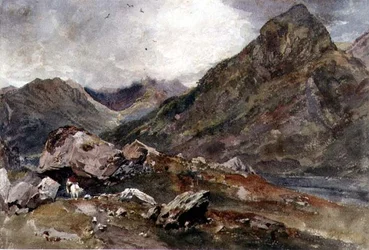 Kamień Bowdera, Borrowdale (akwarela na papierze)