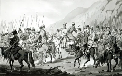Różne plemiona rosyjskich kozaków w zakonie marszowym, 1813