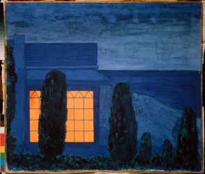 La maison Zhukovsky (Joukovsky), a Kuchuk Koy (Ukraina) - Dom Żukowskiego w Kuchuk-Koy- Dzieło Piotra (Piotr, Petr) Savvich Utkin (Outkin) (1877-1934), tempera na płótnie, ok. 1915 - Sztuka rosyjska , XX w., symbolika - Kolekcja prywatna