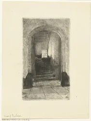 Widok na schody w Prinsenhof w Delft