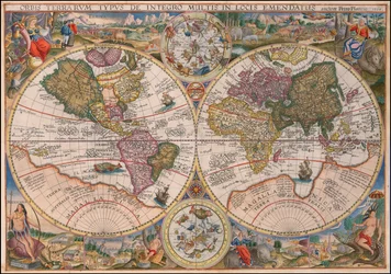 Mapa świata podwójnej półkuli Petrusa Planciusa z 1594 r.