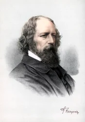 Alfred Tennyson, 1. baron Tennyson, angielski poeta, ok. 1890.