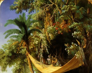 Pierwsza msza w Ameryce (XV w.) Msza na Kubie w 1494 r. Druga podróż z Kolumba do Hawany). Szczegół. Obraz Blancharda Pharamonda (1805-1873)