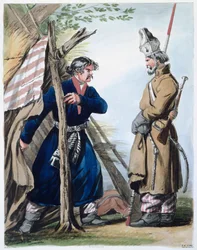 Kozak biwakowy, Louis-Filibert Debucourt Rosja XVIII wiek Print