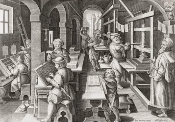Drukarnia europejska ok. 1590 r. (grafika)