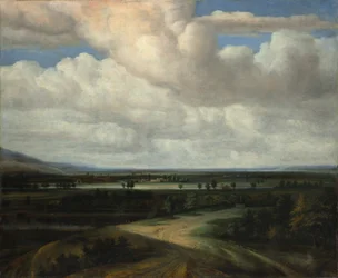 Panoramiczny pejzaż z wiejską posiadłością, ca. 1649.