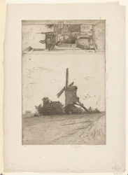 Wiatrak w krajobrazie łąk i widok na Ravensteinstraat w Brukseli Vieux moulin a Laeken / Rue Ravenstein (Bruksela) (tytuł oryginalny)