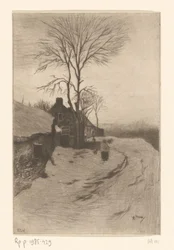 Gospodarstwa wzdłuż drogi z gołymi drzewami Hiver (tytuł oryginalny)