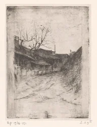 Droga obok budynków i drzew La Bièvre (tytuł oryginalny)